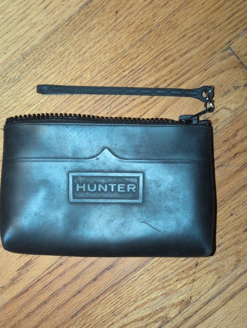 Hunter Black Zip Wristlet Pouch with Detachable Wrist Strap